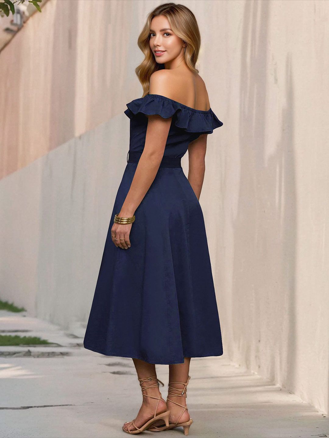 all about you Women A-Line Midi Dress Comes with a belt
