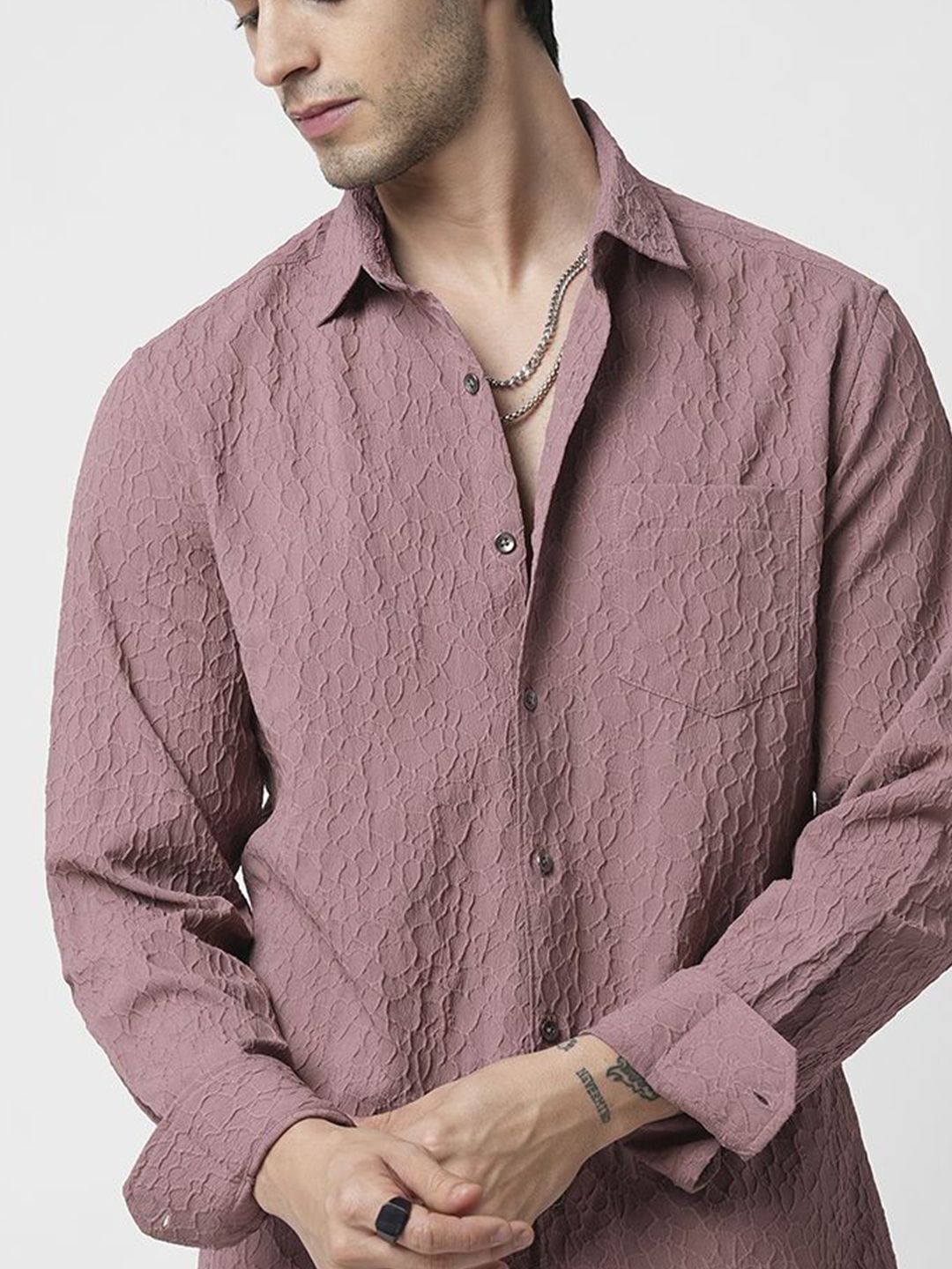 VASTRADO Men Classic Spread Collar Solid Slim Fit Casual Shirt