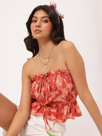DressBerry Cutesy Chic Dobby Weave Strapless Smocked Top