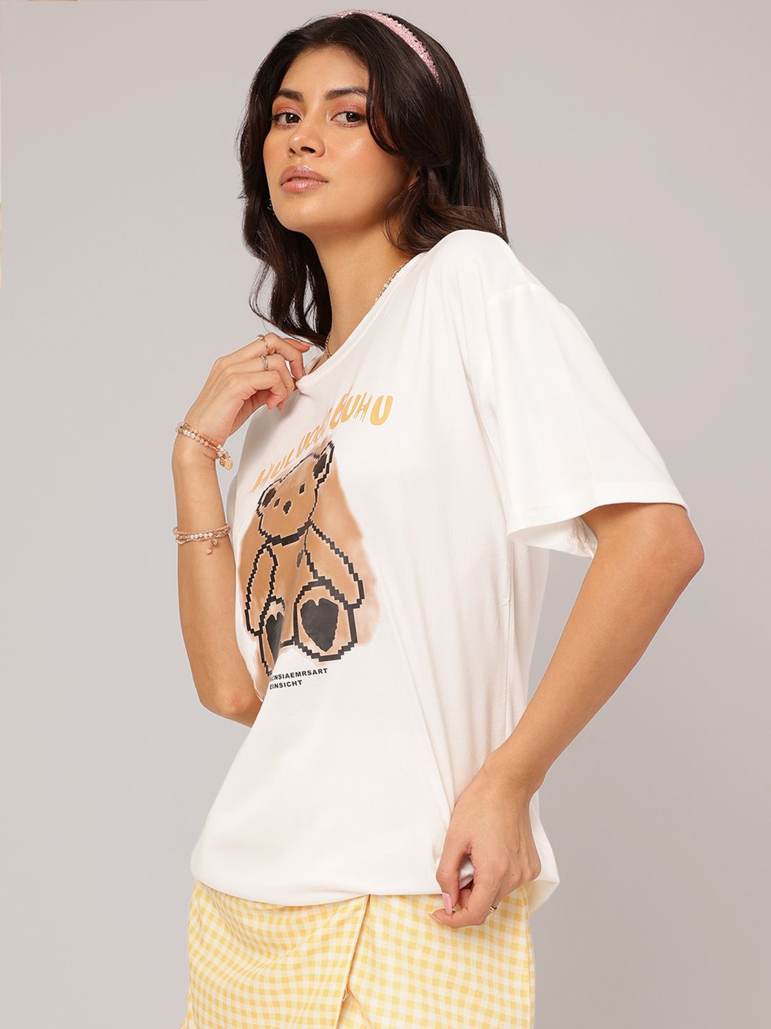 DressBerry Snuggle Spritz Printed Drop-Shoulder T-shirt