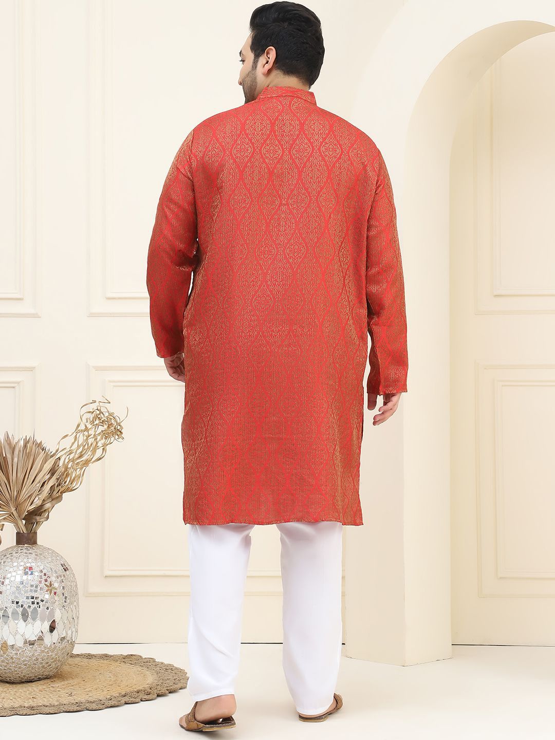 SOJANYA PLUS Plus Size Tenunan Rekaan Kurta Lurus dengan Piyama