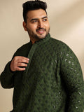 SOJANYA PLUS Embroidered Mandarin Collar Straight Pure Cotton Kurta
