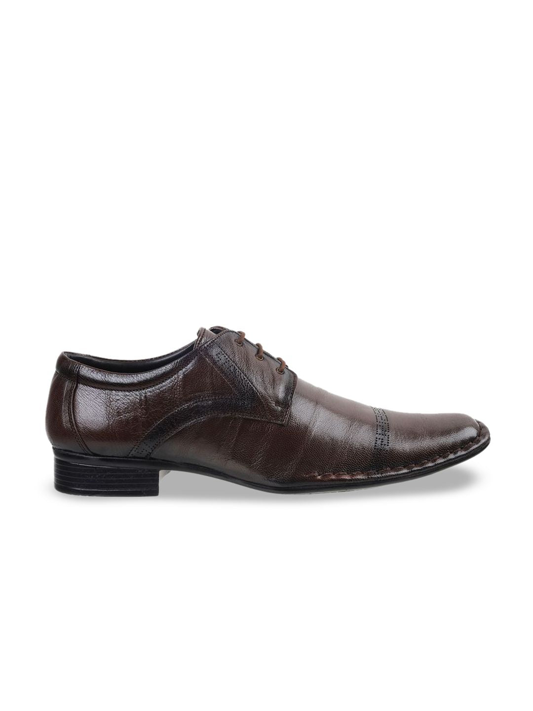 Mochi Men Solid Leather Round Toe Formal Derbys