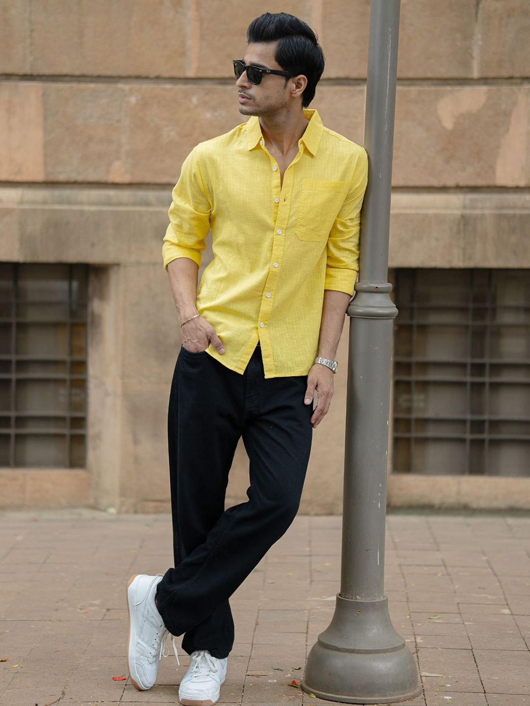Powerlook Men Solid Spread Collar Casual Shirt