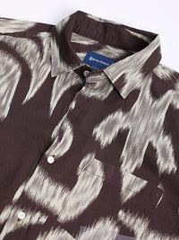 Bene Kleed Men Slim Fit Abstract Printed Spread Collar Casual Shirt