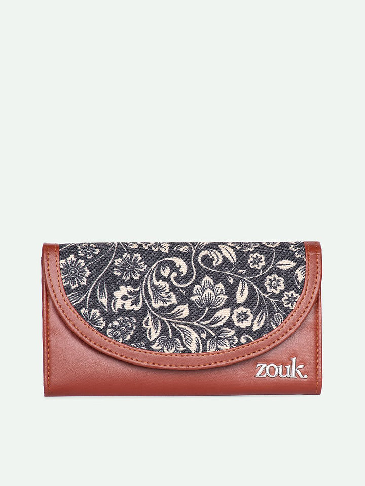 ZOUK Women Ethnic Motifs Printed Leather Card Holder FloMotif Kyra Flap Wallet