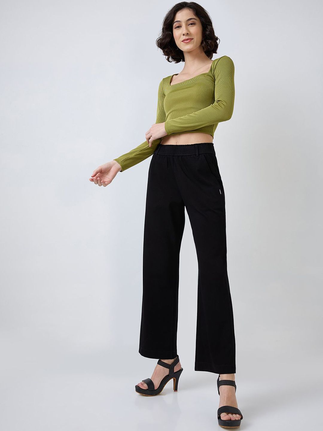SPYKAR Women Straight Fit Wide Leg Trousers