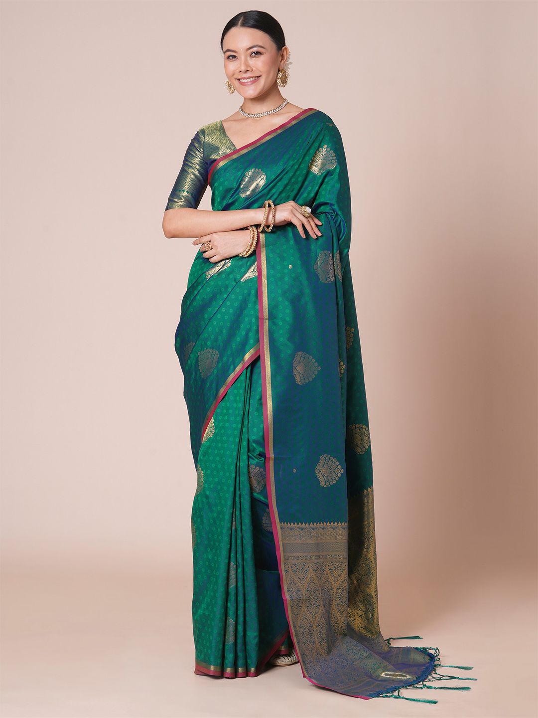 House of Pataudi Ethnic Motifs Woven Design Banarasi Saree