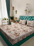 KLOTTHE Cream Floral Printed Dilengkapi 300 TC King 7D Cadar Dengan 2 Sarung Bantal