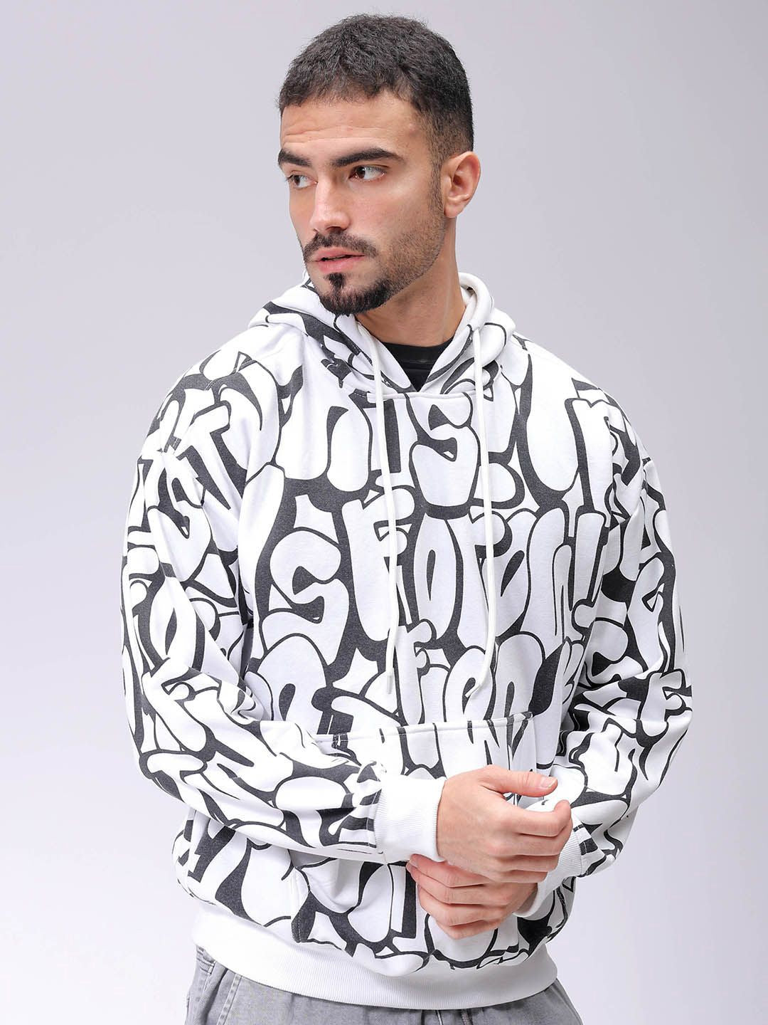 The Indian Garage Co Men Printed Hooded Sweatshirt