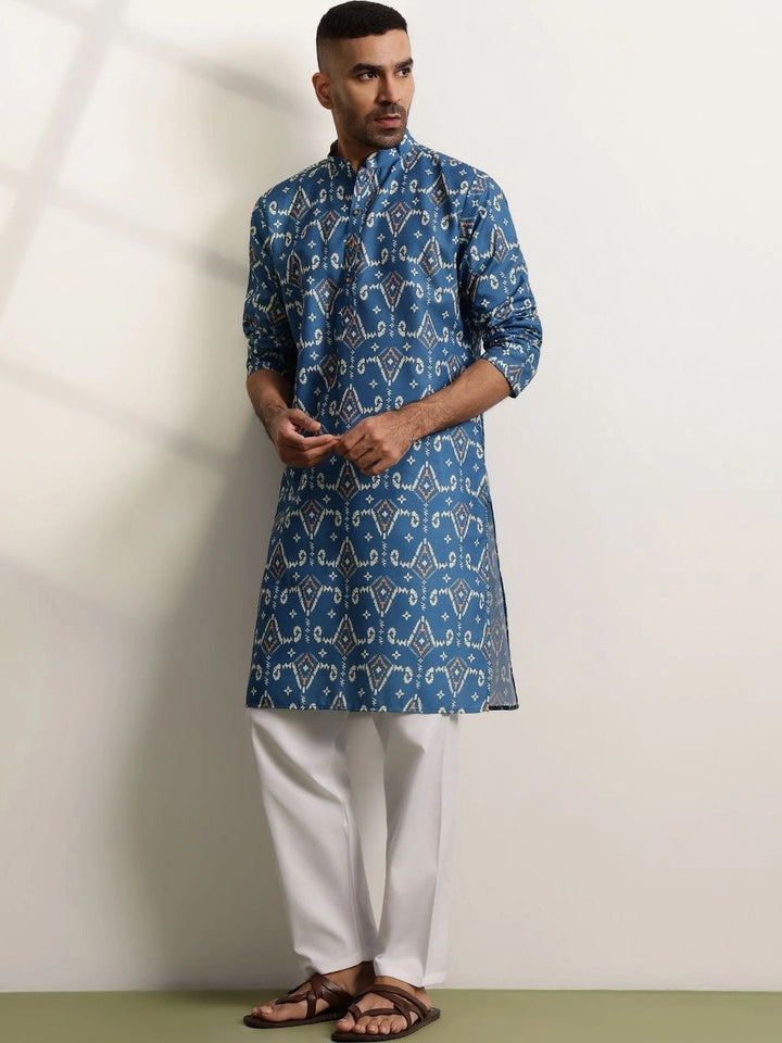 Anouk Lelaki Motif Etnik Bercetak Kurta Biasa dengan Seluar