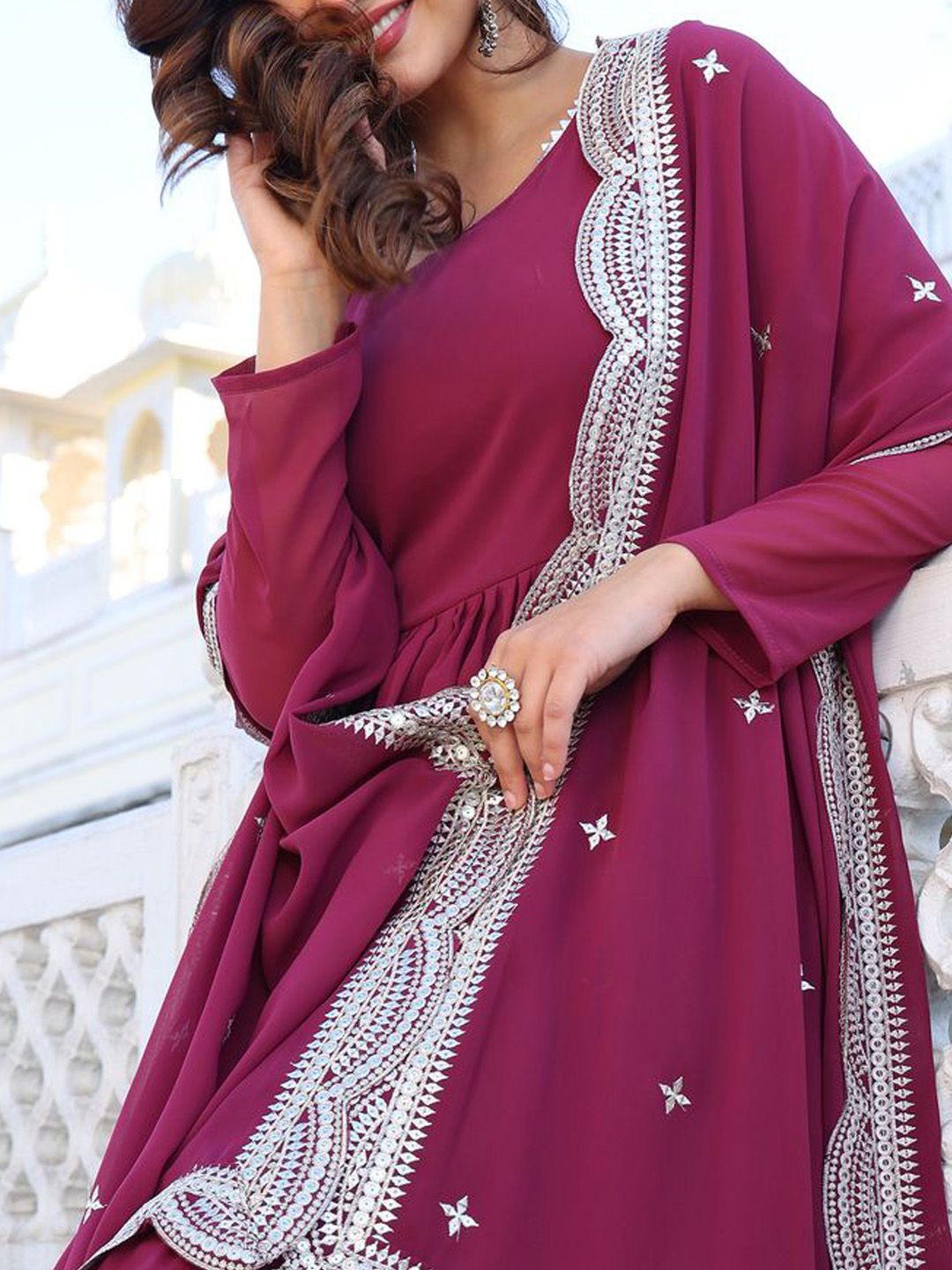 KALINI Women Layered Kurta with Pyjamas & With Dupatta