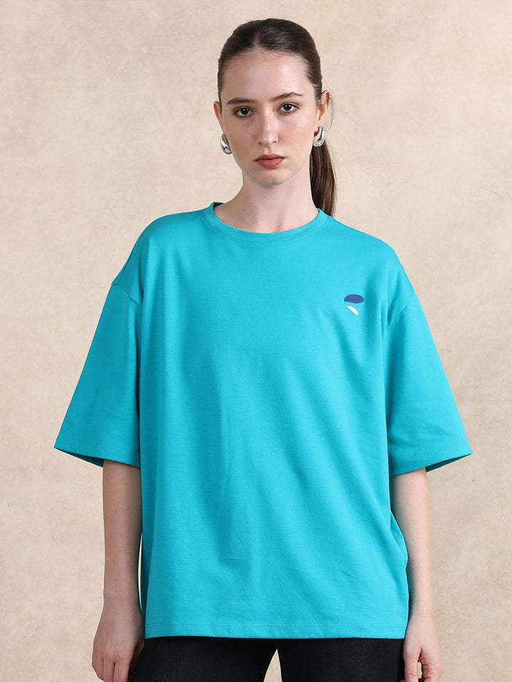 RAREISM Women Graphic Printed Round Neck Cotton Oversized T-shirt