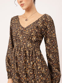 DressBerry Soft & Sassy Puff Sleeve Floral Printed Empire Mini Dress