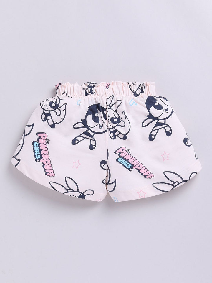 Happy Faces Kids Girls Powerpuff Girls Printed Pure Cotton Shorts