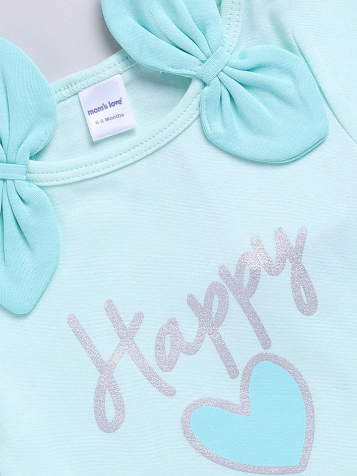 Moms Love Girls Typography Printed Pure Cotton Clothing Set