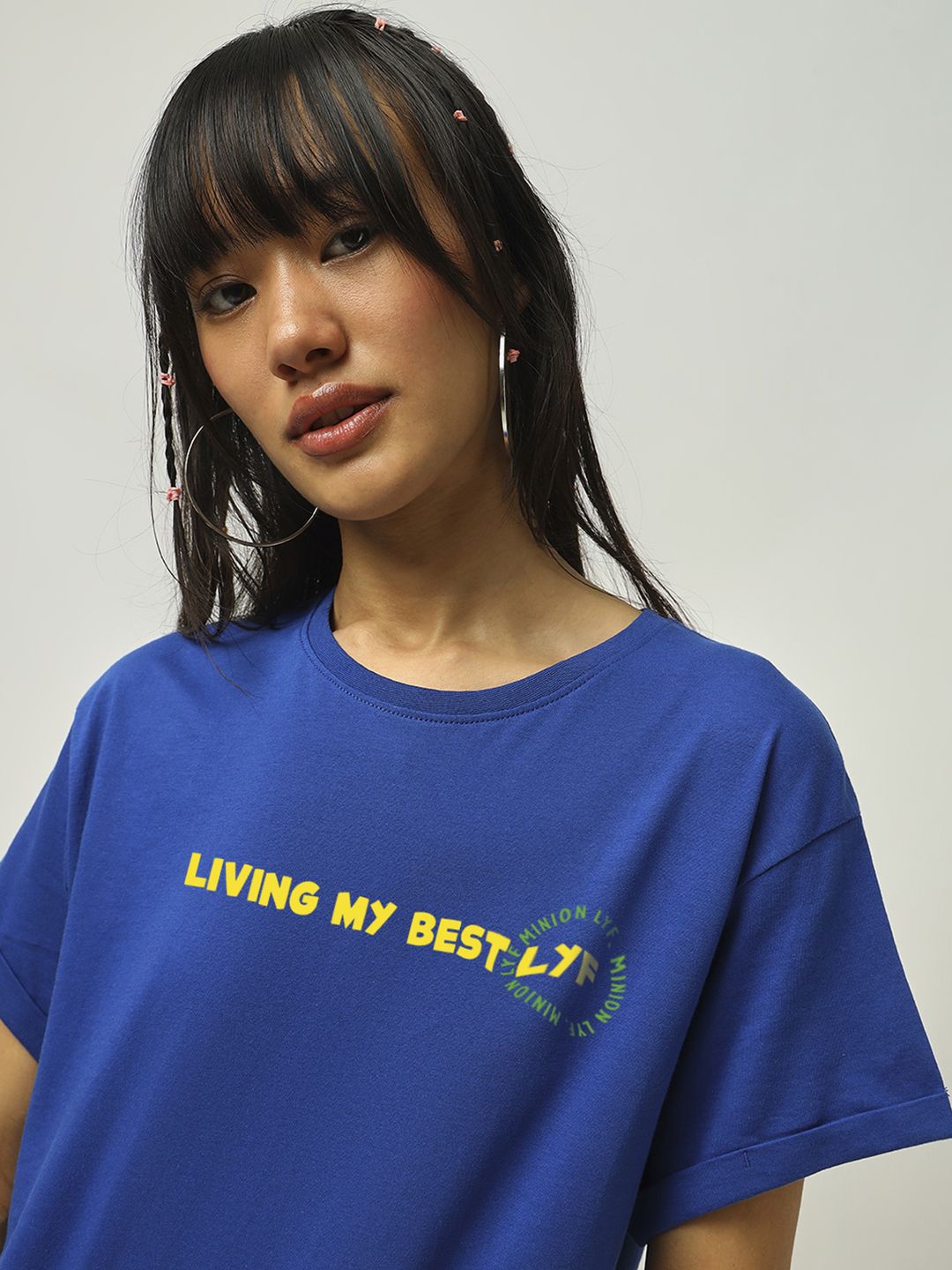 Bewakoof Women Minions Graphic Printed Round Neck Pure Cotton Boyfriend T-shirt