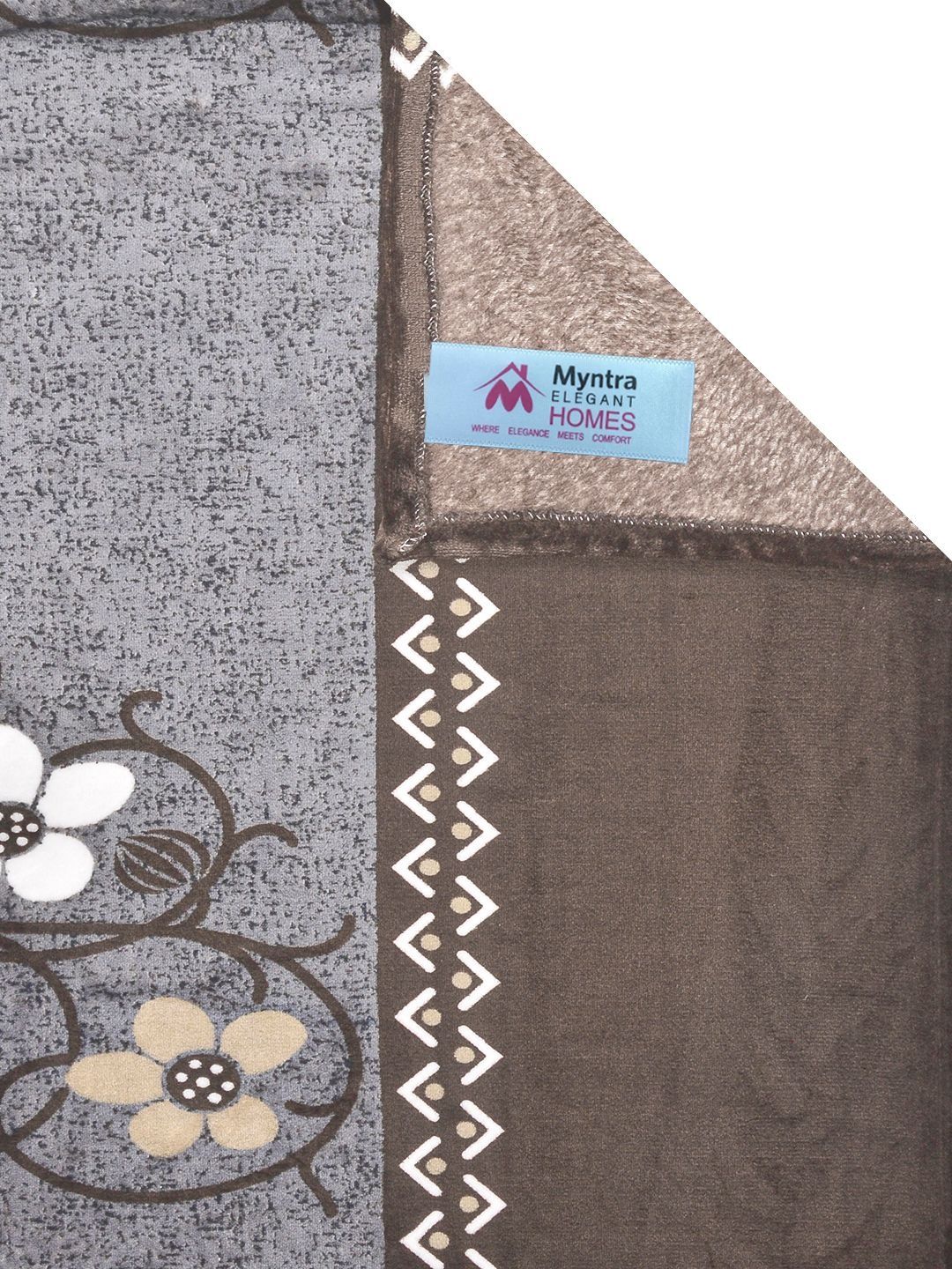 Myntra Elegant Homes Brown & Cream Bulu Bunga 300 TC Cadar Bujang dengan 1 Sarung Bantal