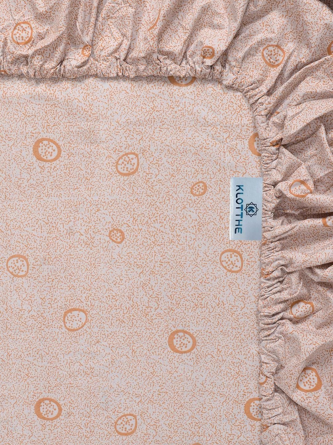Klotthe Orange Geometric 300 TC Cotton Blend Dipasang Cadar Bujang dalam Pembungkusan Lipat Buku
