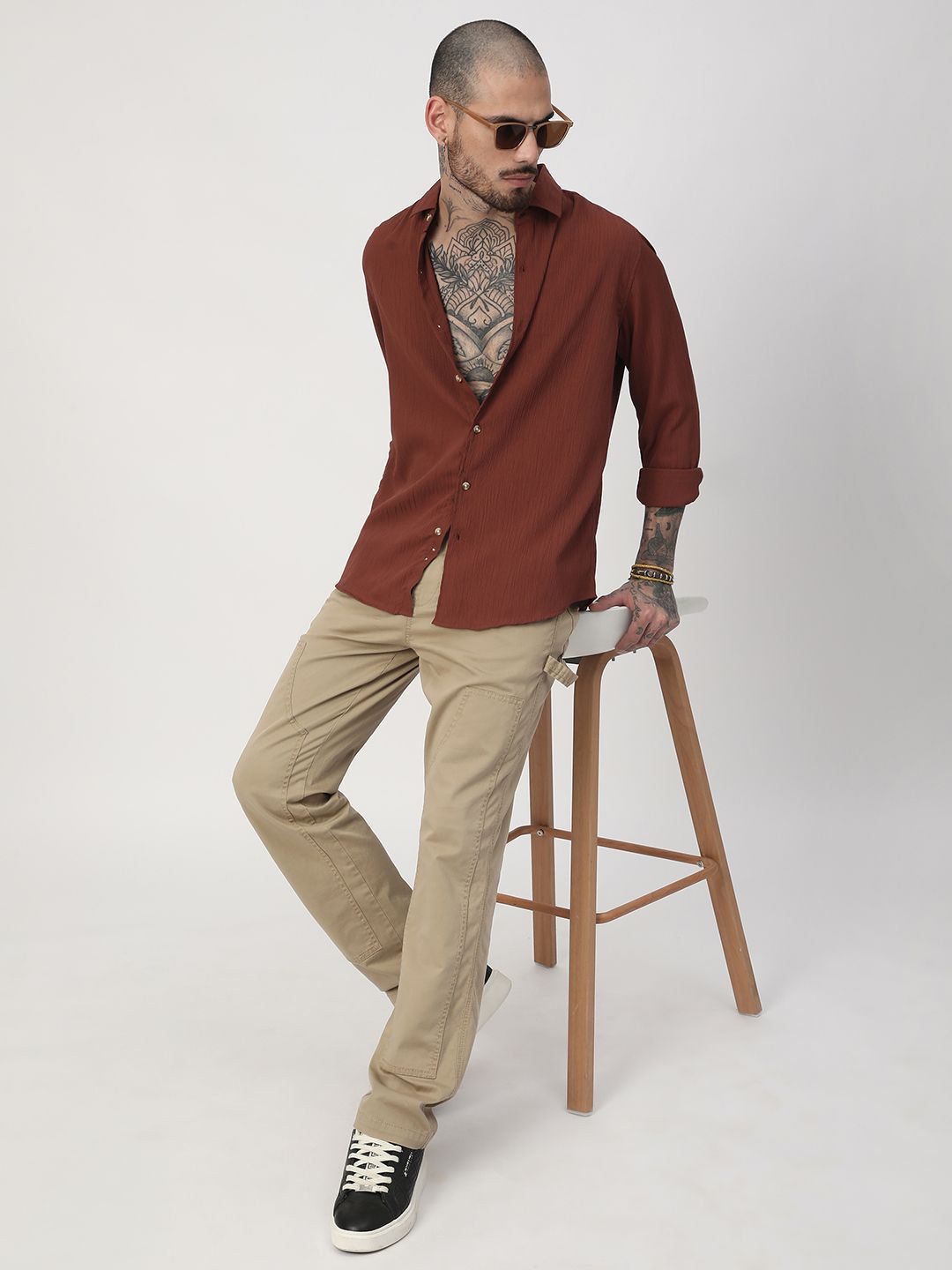 VASTRADO Men Classic Slim Fit Opaque Casual Shirt