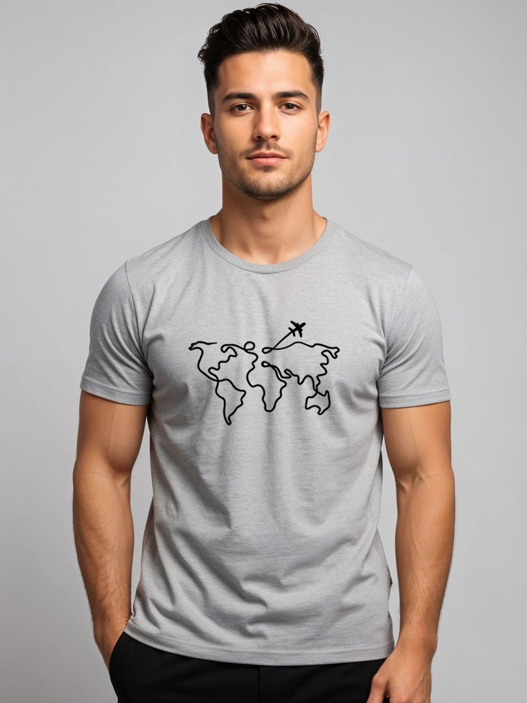ADRO Perbualan Bercetak Lengan Pendek T-shirt Regular Fit