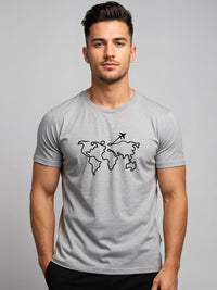 ADRO Perbualan Bercetak Lengan Pendek T-shirt Regular Fit