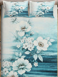 Myntra Elegant Homes Blue Floral 300 TC Cadar dengan 2 Sarung Bantal