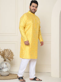 SOJANYA PLUS Geometrik Sulam Benang Kerja Sutera Kurta Lurus Kapas dengan Piyama