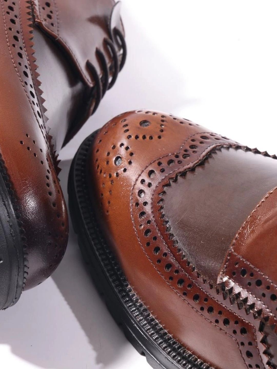 MONKSTORY Brown & Tan Atelier 1900 Wingtip Bicolor Lace-Ups Brogue