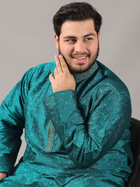 SOJANYA PLUS Size Paisely Woven Design Band Collar Zari Straight Kurta