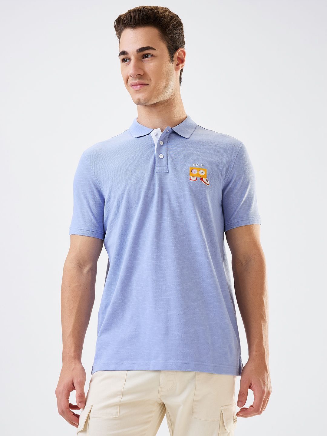 SPYKAR Men Graphic Printed Polo Collar Cotton Slim Fit T-shirt