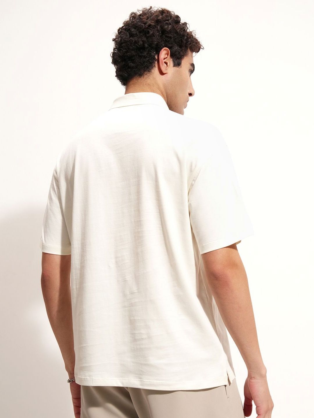 Highlander Polo Collar Drop-Shoulder Lengan T-Shirt Kapas Santai