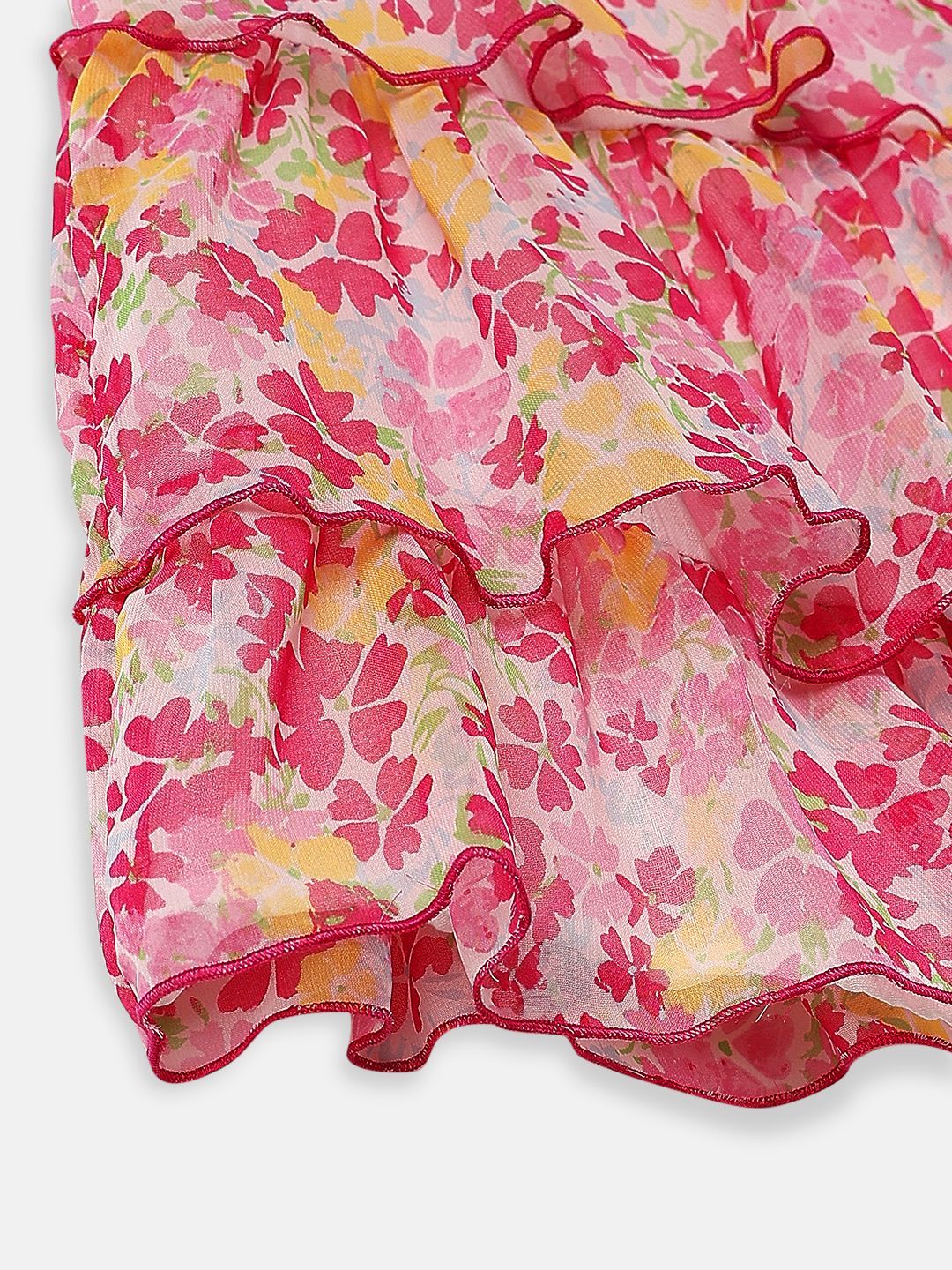 Nauti Nati Girls Sleeveless Floral Printed Knee Length Georgette Dress