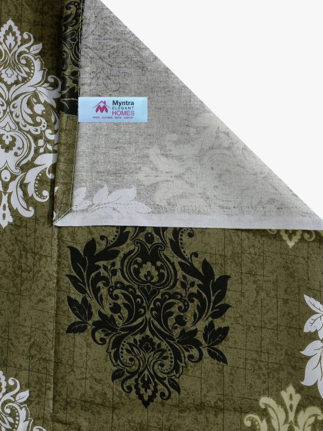 Myntra Elegant Homes Hijau Zaitun & Bunga Putih 400 TC Cadar Single dengan 1 Sarung Bantal