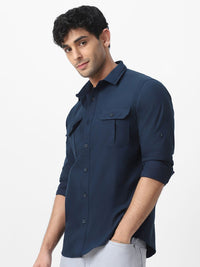 Urbano Fashion Men Spread Collar Solid Cotton Casual Shirt