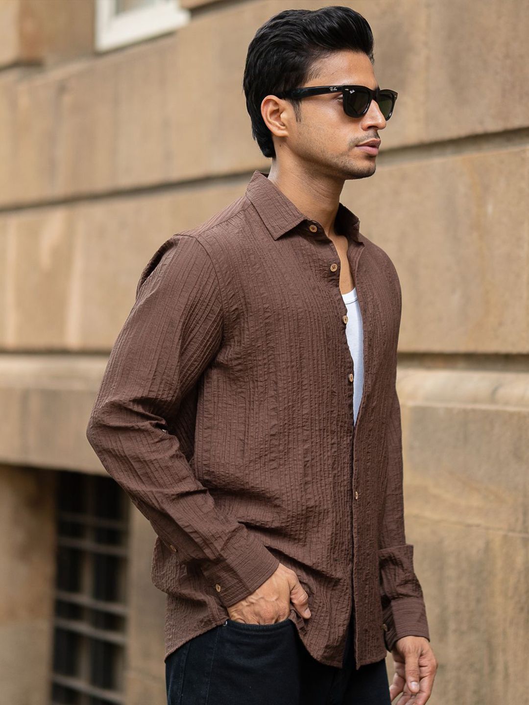 Powerlook Men Tartan Checks Checked Spread Collar Casual Shirt