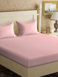 Myntra Elegant Homes Pink Solid 300 TC King Fine Bedsheet dengan 2 Sarung Bantal