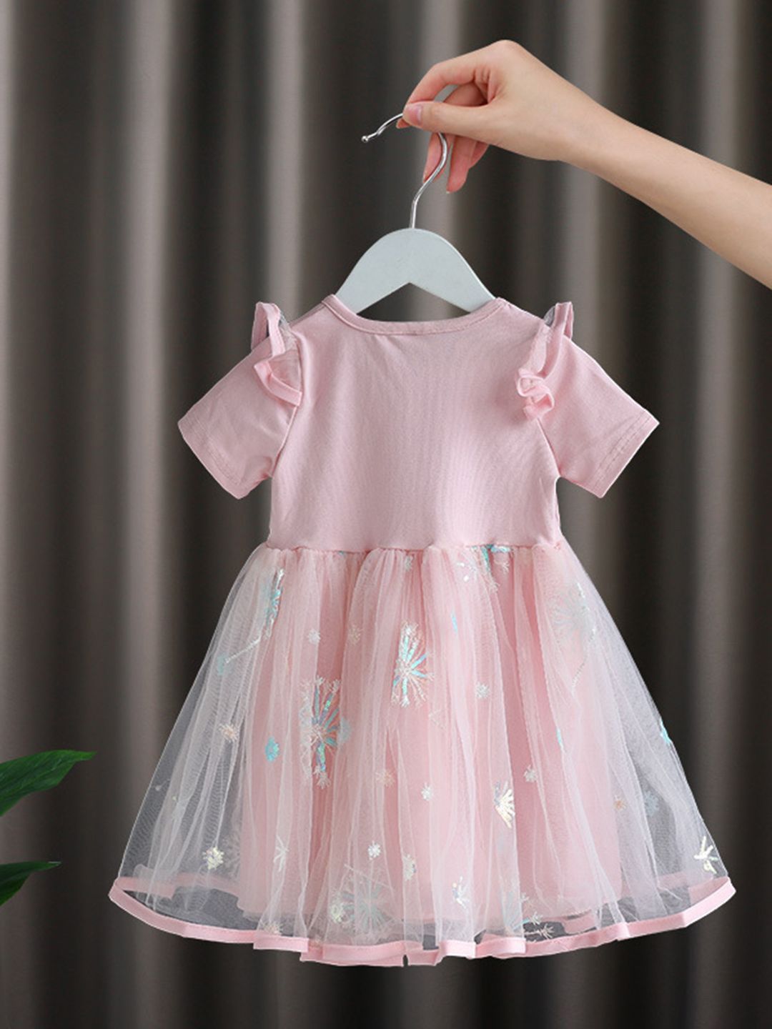 YK Girls Embellished Fit and Flare Dress