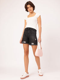 DressBerry Women Urban Chic Ripped Frayed Denim Shorts