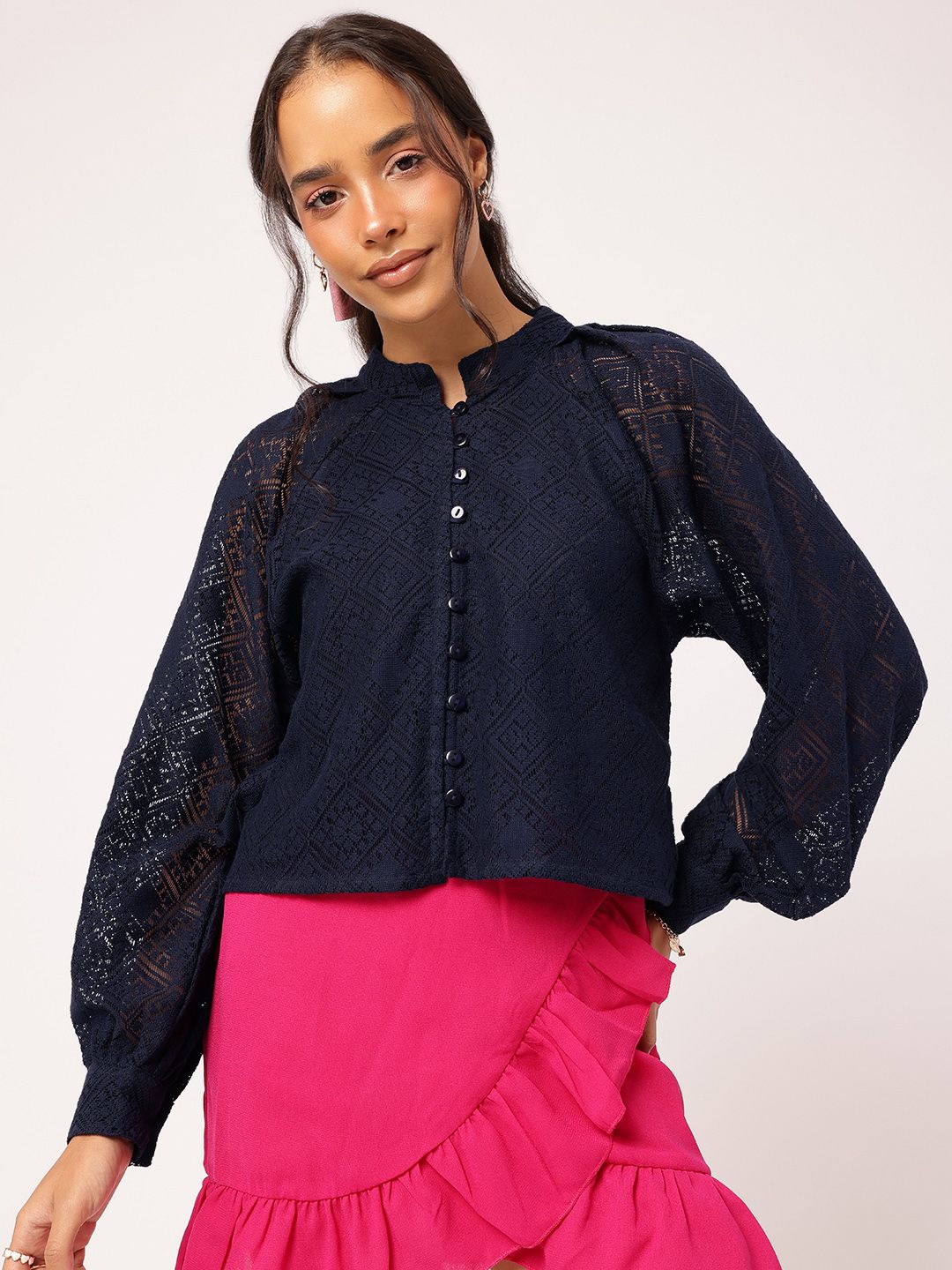 DressBerry Lacey Affair Puffy Raglan Ease Shirt