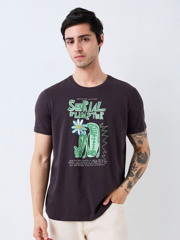 SPYKAR Men Graphic Printed Round Neck Cotton Slim Fit T-shirt