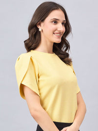 Style Quotient Women Solid Polyester Tulip Sleeve Top