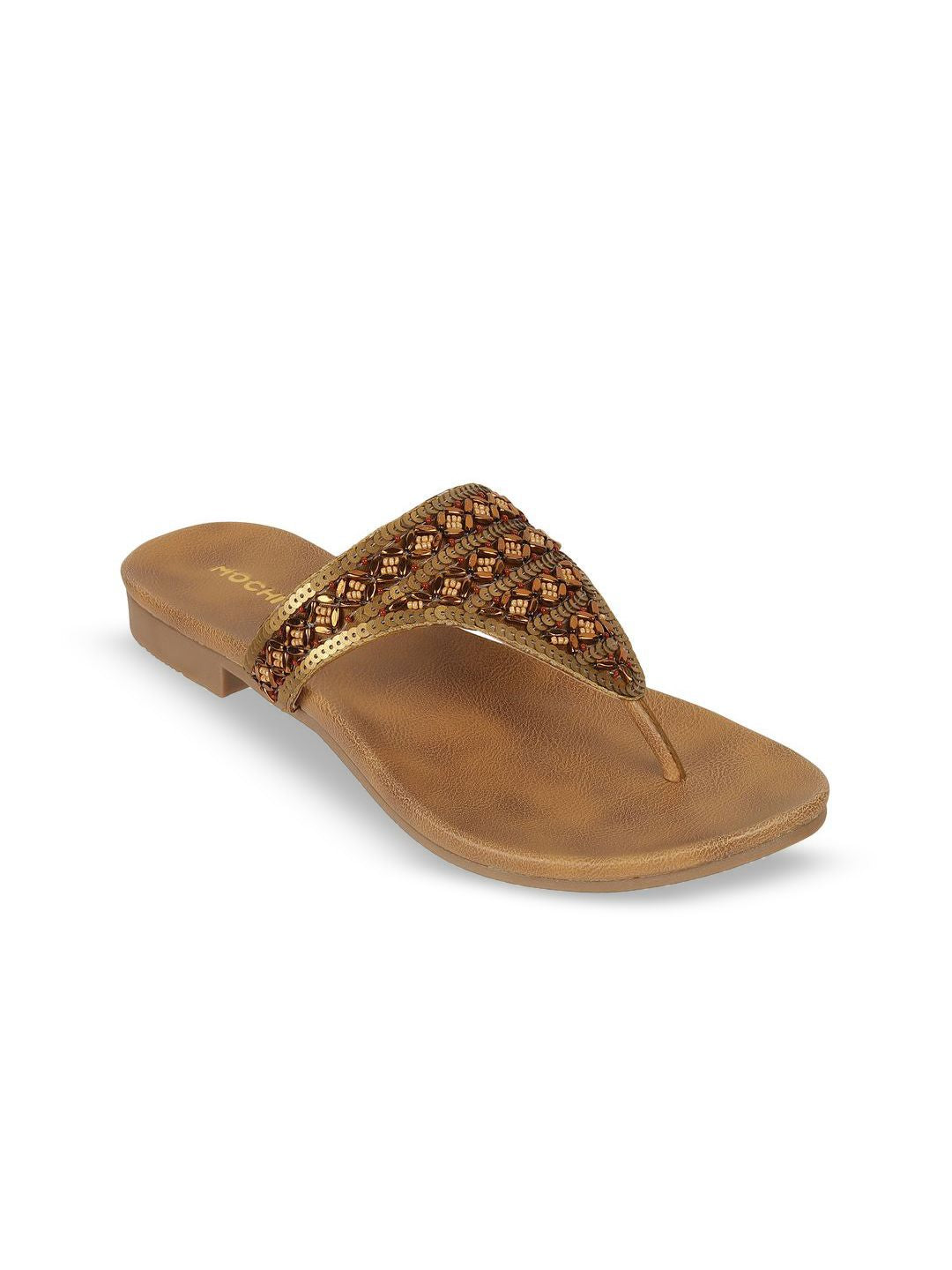 Mochi Women Ethnic T-Strap Flats