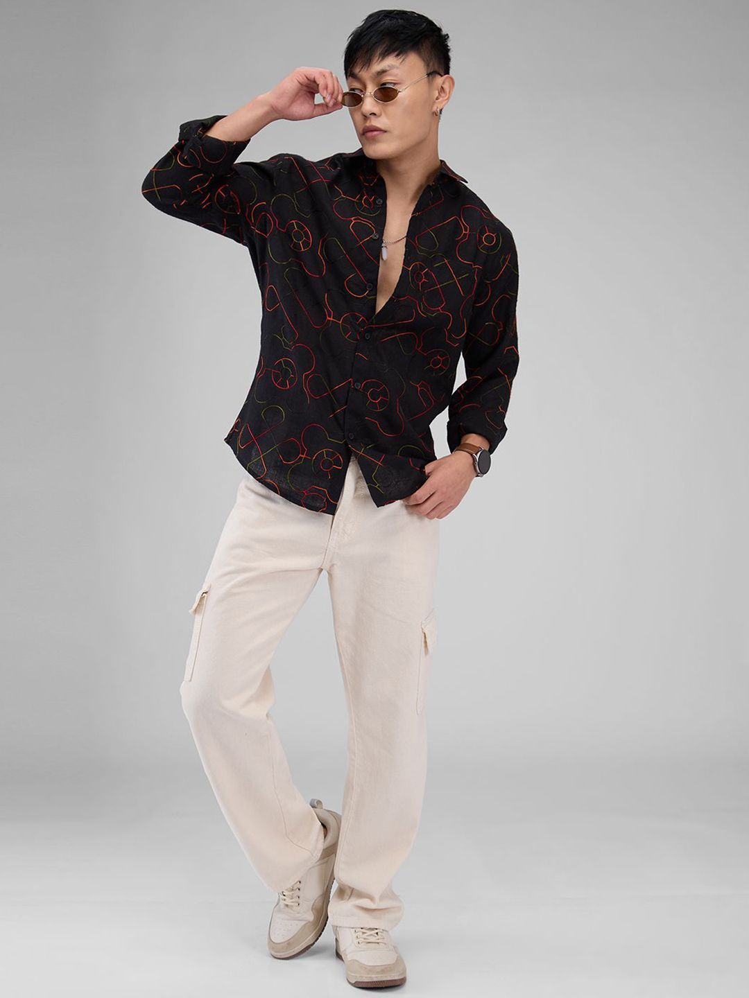 VASTRADO Men Classic Cutaway Collar Ethnic Motifs Printed Cotton Slim Fit Casual Shirt