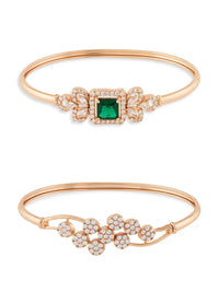Set Mutiara Zaveri 2 Gelang Kada Cubic Zirconia Rose Saduran Emas