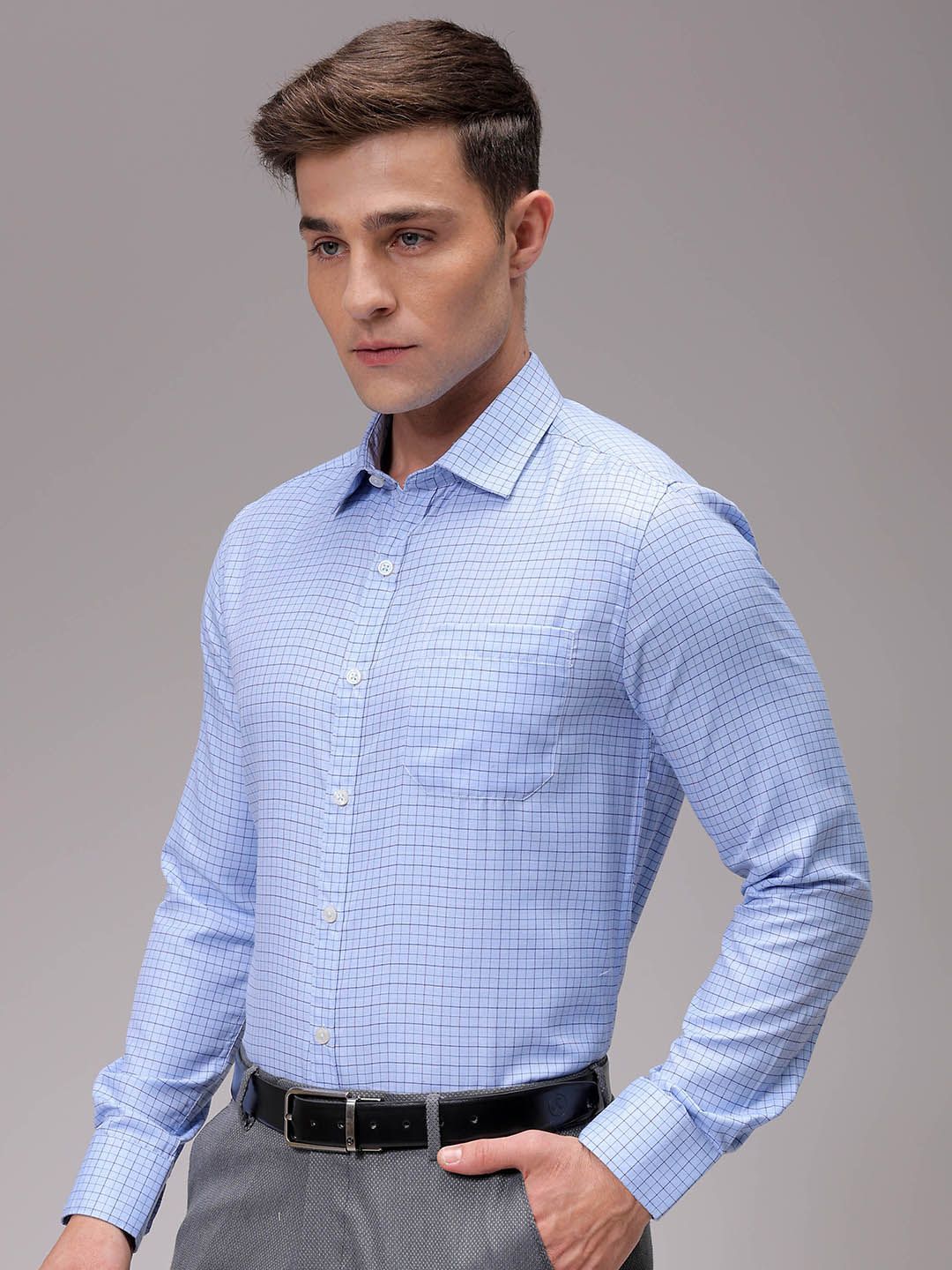 The Indian Garage Co. X Luxe Men Slim Fit Opaque Checked Formal Shirt
