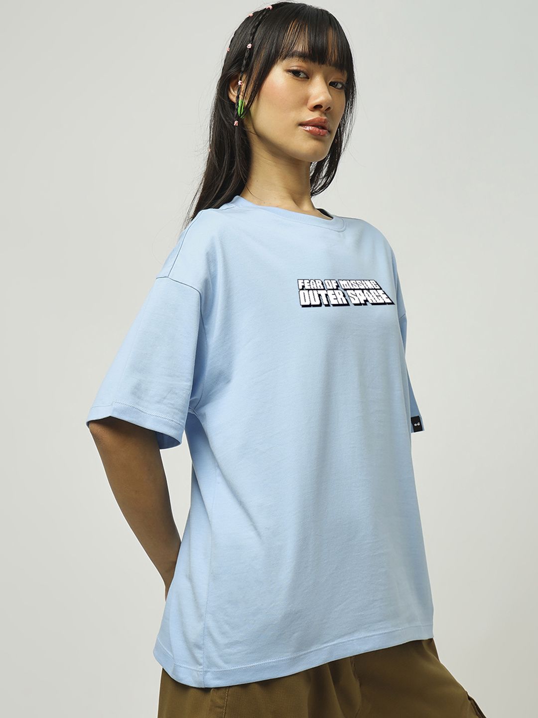 Bewakoof Official Disney Merchandise Lilo & Stitch Pure Cotton Printed Oversized T-Shirt