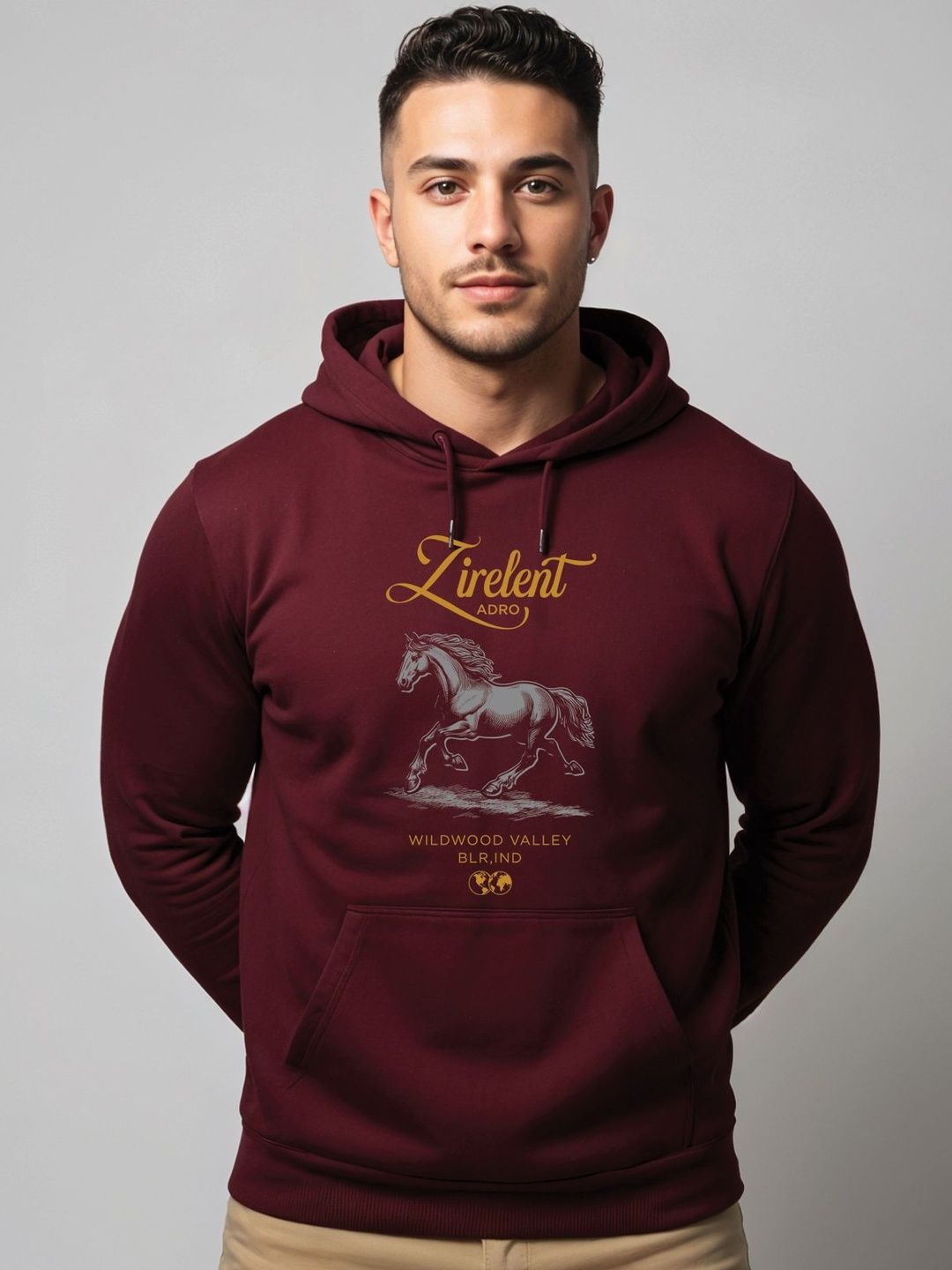 Adro Zirelent Wildwood Valley 320 GSM Fleece Printed Graphic Hoodie