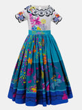 YK Girls Floral Print Fit & Flare Maxi Dress