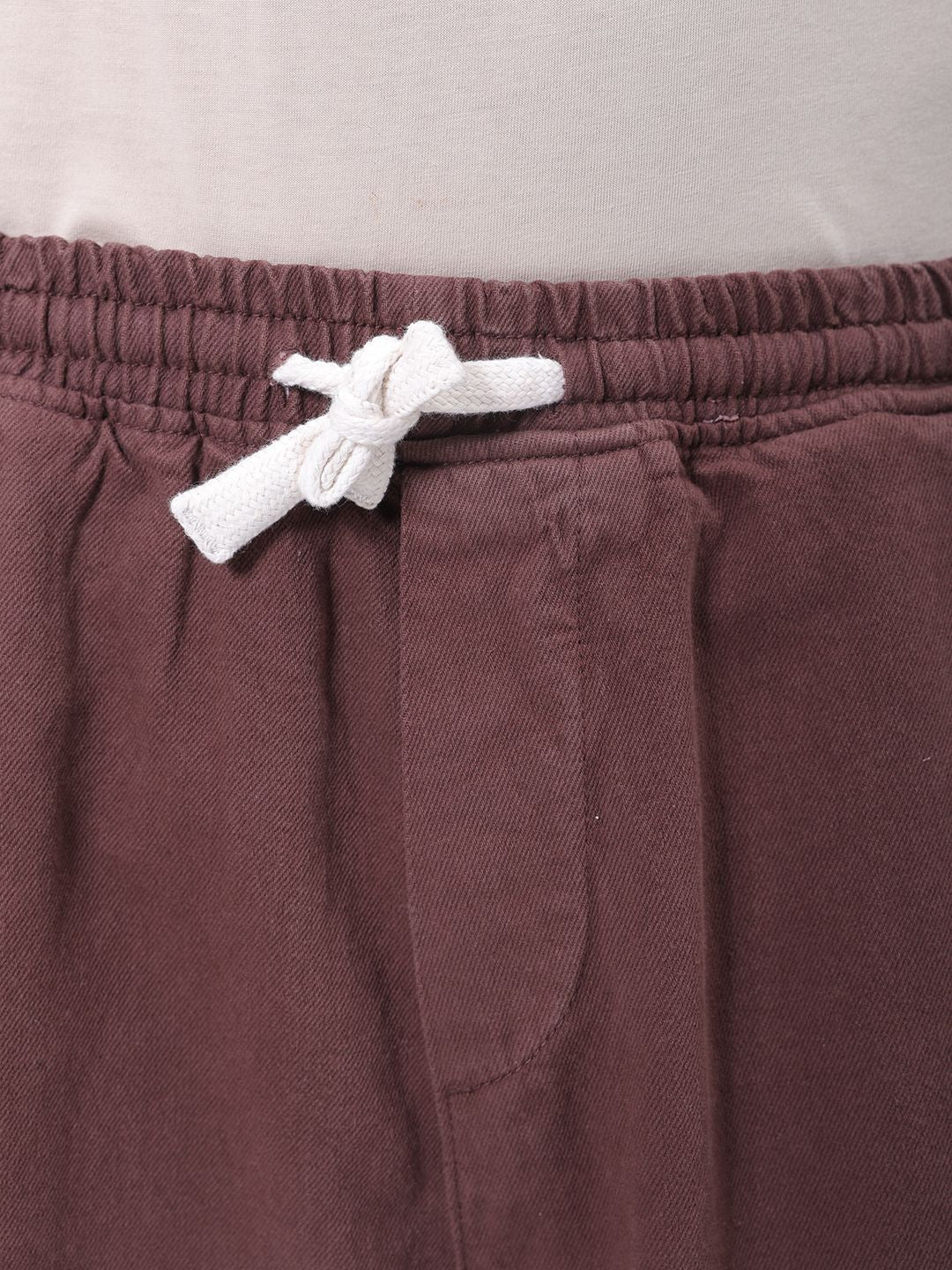 The Indian Garage Co Men Baggy Fit Cotton Elasticated Waist Jeans